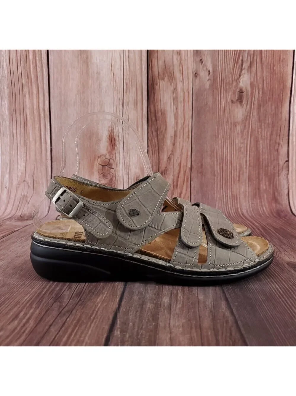 Finn Comfort Gomera Womens Size 38 US 7.5 Gray Leather Slingback Straps Sandals